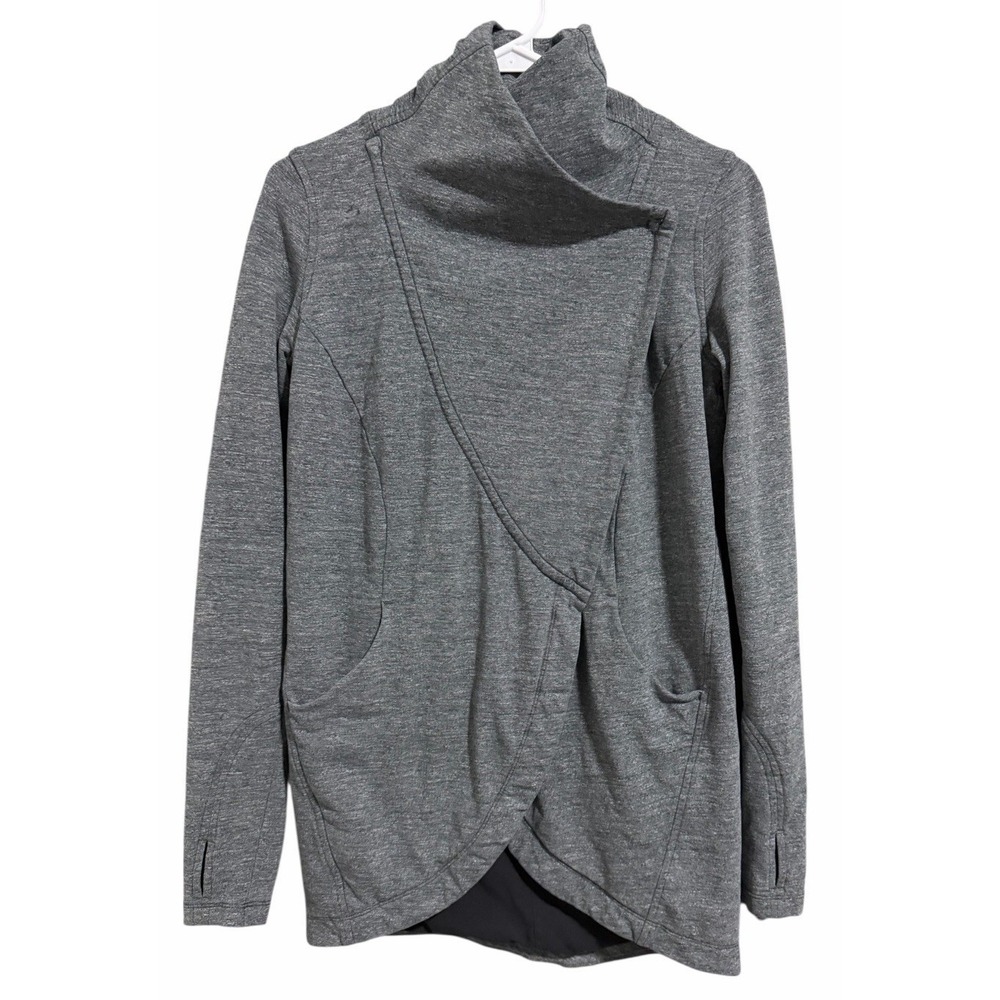 Lululemon That's A Wrap Sweater Jacket Heathered Snow Slub Coal Women's Size 4